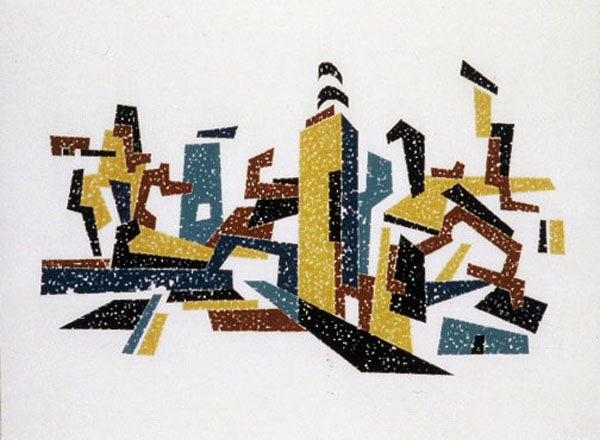 Buidlings 4, Acrylic on paper